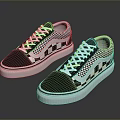 Stylish Black And White Checkered Canvas Shoes With Lace Up Design And White Sole