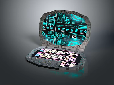 Advanced Commercial Equipment Featuring Futuristic Design Illuminated Interface Control Panel And High Tech Elements 3d model