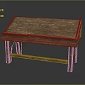 Rustic Wooden Bench With Simple Structure And Natural Wood Grain Surface 3d model