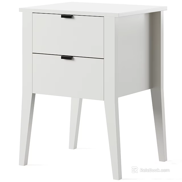 Modern White Bedside Table With Single Drawer And Slender Legs Design 3d model