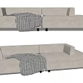 Modern double sofa fabric multi-person sofa 3d model