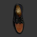 Navy Blue and Orange Woven Leather Casual Shoes with Laces Metal Eyelets and Platform Sole