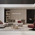 Modern Loft Living Room With Sofas Glass Coffee Table And Pendant Lights