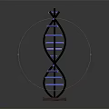 DNA Double Helix Model With Black Frame Blue Glowing Parts And Wooden Base