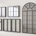 Curved window combination floor-to-ceiling window round window casement window aluminum alloy window 3d model