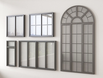 Curved window combination floor-to-ceiling window round window casement window aluminum alloy window 3d model