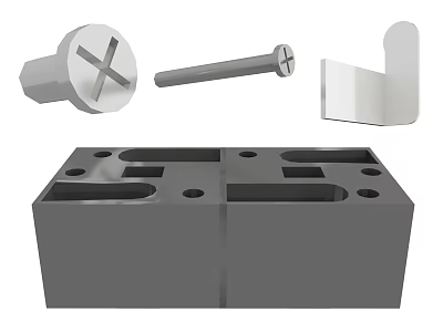 Essential Hardware Tools Featuring Cross Screws Bolts Metal Brackets And Mounting Blocks 3d model