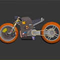 Unique Stylish Motorcycle With Orange Wheels Gray Body And Chain Details