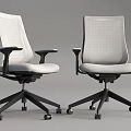 Two Modern Office Chairs With Light Seat And Back Black Armrests And Wheels