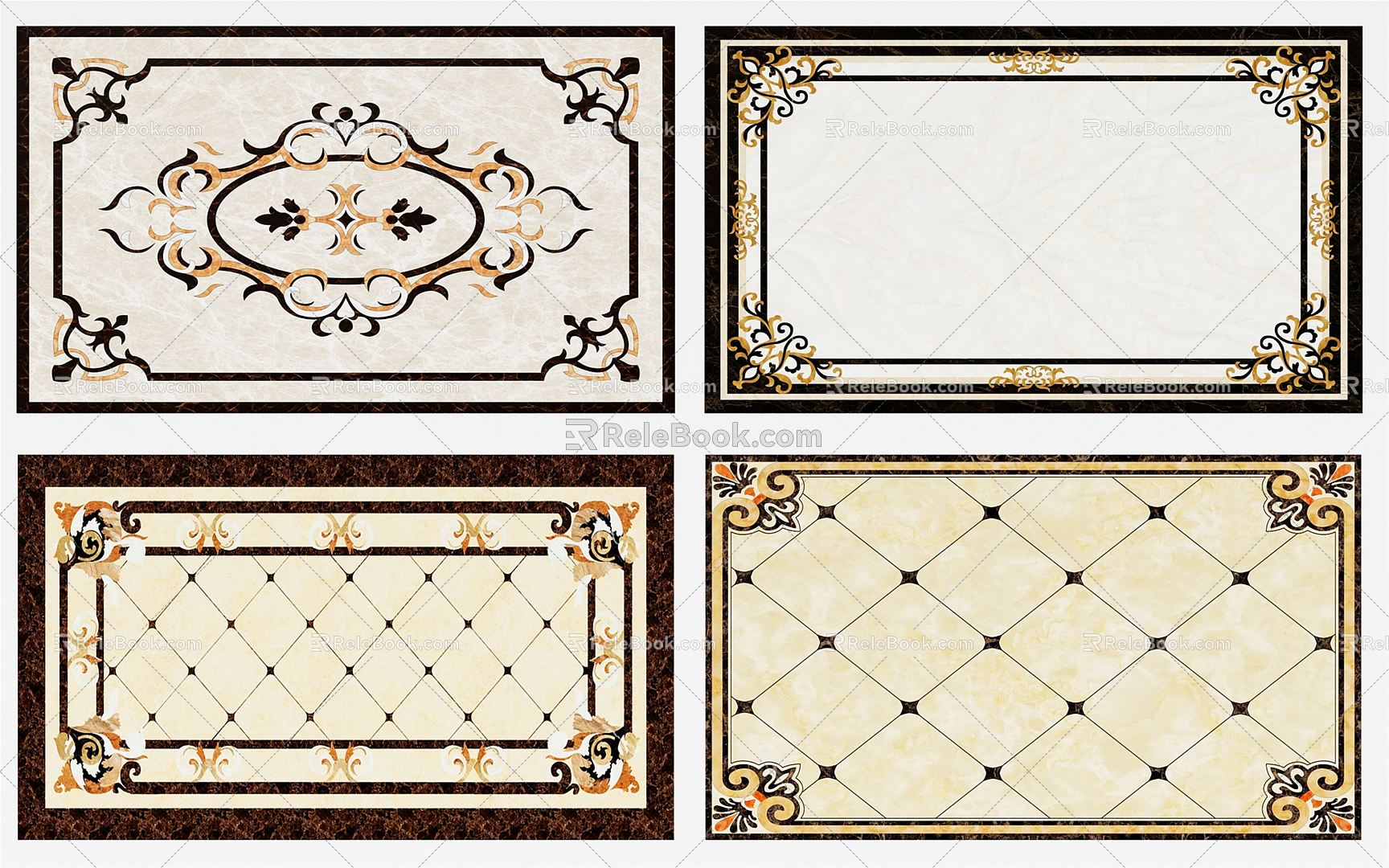 European-style ceramic tile classical floor mosaic 3d model