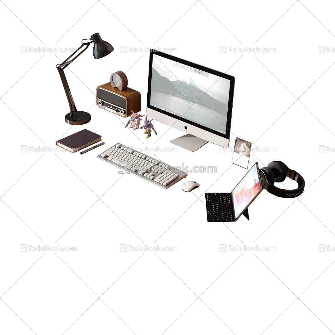 Simple office decoration sketch combination 3d model 3d model