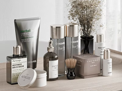 Daily Wash And Personal Care Products Display In Modern Setting 3d model