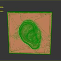 3D Sculpted Ear Shape Featured on Orange Square Minimalist Decorative Art Piece