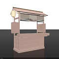 Pink Tea Break Area Design With Roof Awning Display Windows And Counter