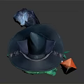 Fantasy Cat Wizard Creature In Blue Robe Holding Magic Staff On Green Base