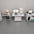 Modern Medical Equipment Workstations With Computer Monitors And Testing Instruments 3d model