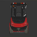 Red Industrial Forklift With Black Cab Front Forks And Reflective Surface 3d model