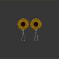 Sunflower Shaped Earrings With Yellow Petals And Hook Design For Daily Use