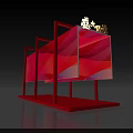 Red Modern Arches Art Installation With Golden Decorations And Sleek Structure 3d model