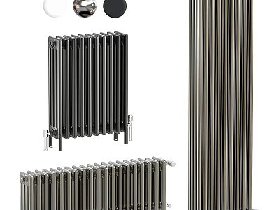 Modern Column Radiators In Black Silver Metal Design For Home Heating Solutions 3d model