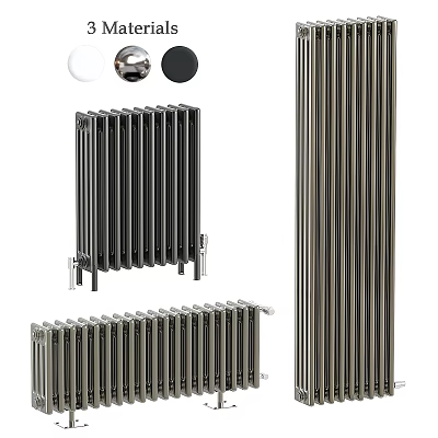 Modern Column Radiators In Black Silver Metal Design For Home Heating Solutions 3d model