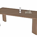 Light Wood Rectangular Dining Table With Open Book And Decorative Candle Holder 3d model
