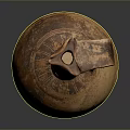 Ancient Terracotta Carved Pottery Jar With Long Neck And Curved Handle