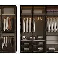 Modern Wardrobe Interior Design With Hanging Clothes Folded Items And Storage Shelves 3d model