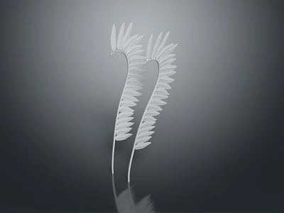 Fashionable White Feather Hair Clips With Elegant Plume Design For Hair Styling 3d model