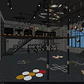 Modern Fitness Gym Interior With Functional Training Area Climbing Wall And Floor Markings