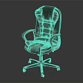 Black Leather Office Chair With High Backrest Armrests Swivel Base And Wheels
