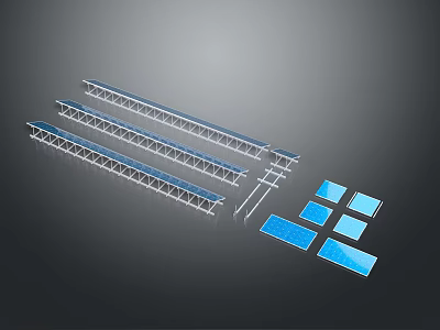 Computer Hardware Components Featuring Long Modules And Blue Square Parts For PC 3d model