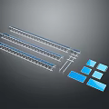 Computer Hardware Components Featuring Long Modules And Blue Square Parts For PC 3d model