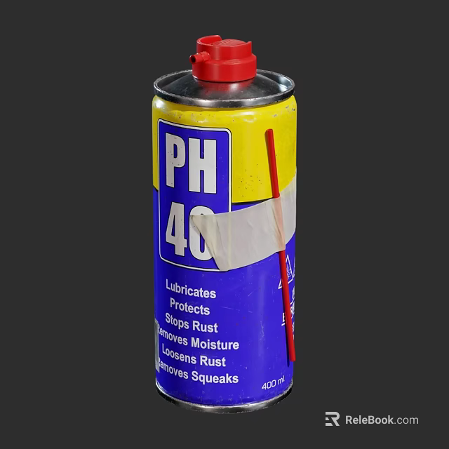 PH 40 Industrial Lubricant Spray Can With Red Nozzle For Lubricating Protecting And Rust Prevention 3d model 