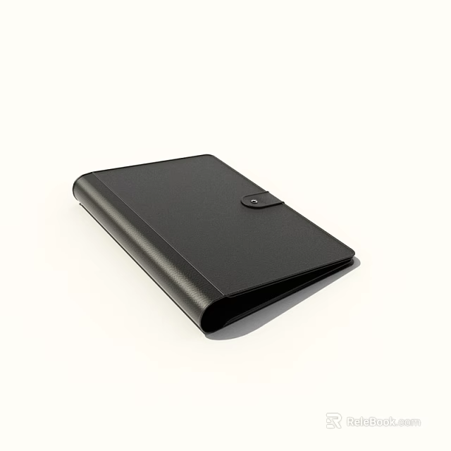 Black Leather Folder with Snap Closure for Document Storage and Foldable Design 3d model 