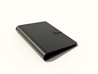 Black Leather Folder with Snap Closure for Document Storage and Foldable Design 3d model