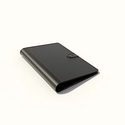 Black Leather Folder with Snap Closure for Document Storage and Foldable Design 3d model