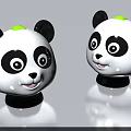 Cute Panda Head Toys With Black White Design And Green Top Smiling Face Details