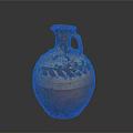Hand Carved Artisanal Clay Pot With Colorful Patterns And Decorative Handle