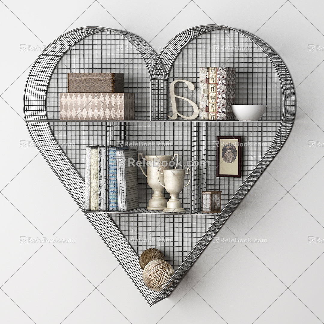 Modern Wall Storage Rack Heart Shape Decorative Rack 3d model