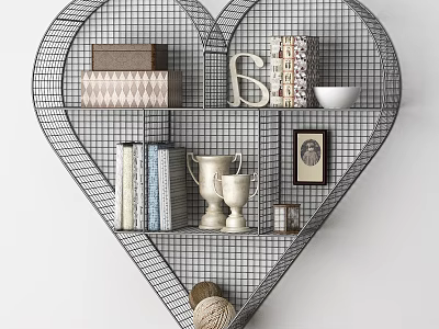 Modern Wall Storage Rack Heart Shape Decorative Rack 3d model