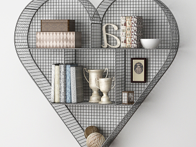 Modern Wall Storage Rack Heart Shape Decorative Rack model