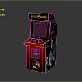 Classic Arcade Machine Featuring Mortal Kombat Game With Red Black Design And Green Screen