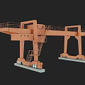 Industrial Gantry Crane Equipment With Orange Structure Ladder Platform And Wheels