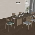 Log dining table and chair combination 3d model