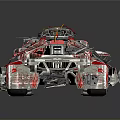 Artistic Metal Model Car Featuring Intricate Red Black Silver Patterns And Detailed Structure