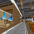 Modern Internet Cafe Interior With Computers Green Orange Chairs Wooden Tables And Plants