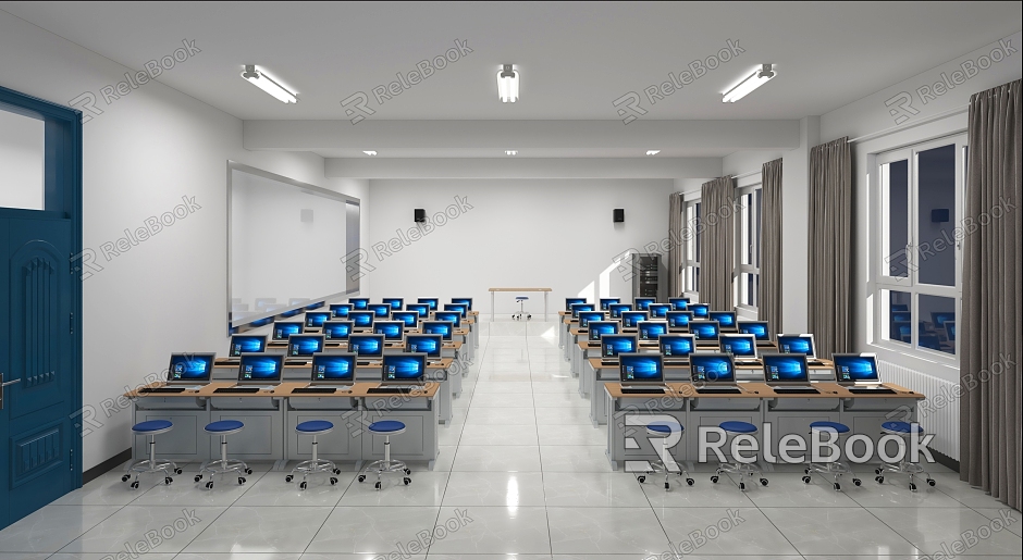 Modern Classroom Computer Training Room model