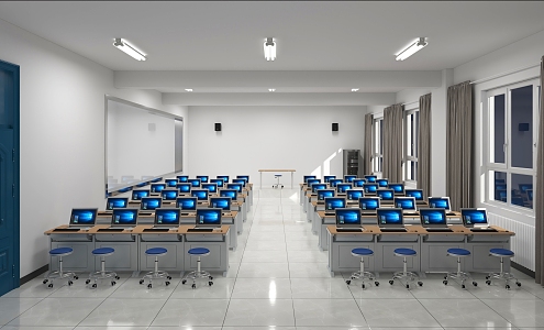 Modern Classroom Computer Training Room 3d model