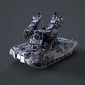 Military Weapon Tank With Missile Launchers Camouflage Tracks And 3D Model Design